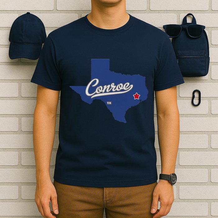 Conroe Texas TX Map T-Shirt
