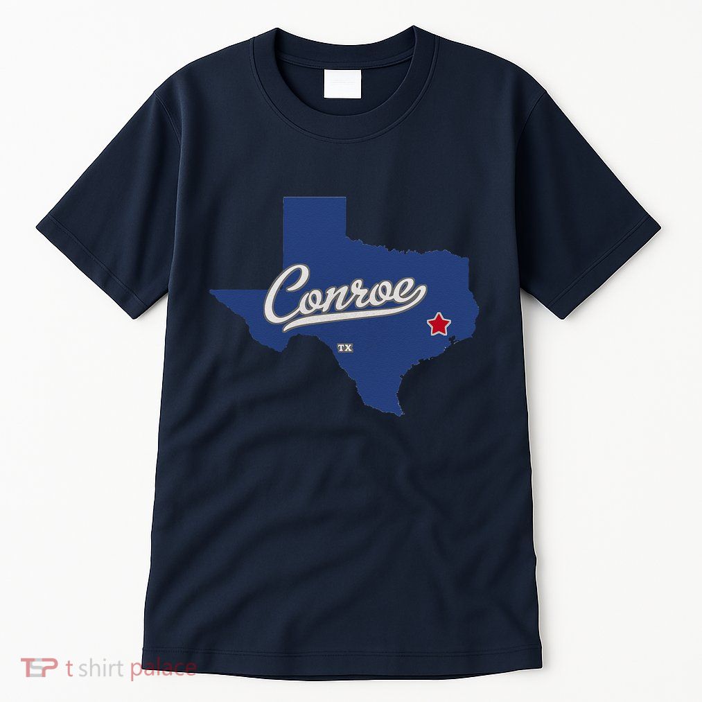 Conroe Texas TX Map Tall T-Shirt