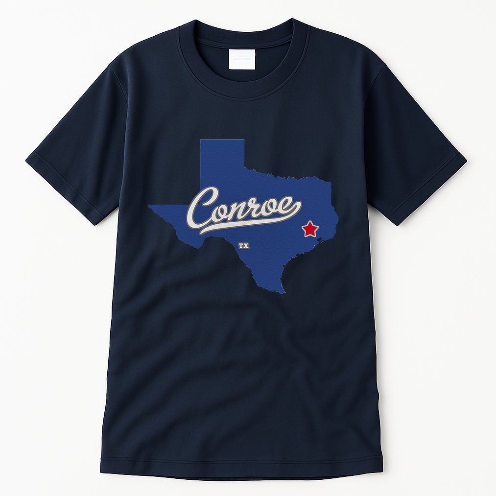 Conroe Texas TX Map Tall T-Shirt