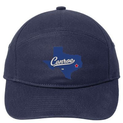 Conroe Texas TX Map 7-Panel Snapback Hat