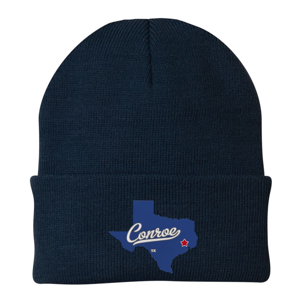 Conroe Texas TX Map Beanie