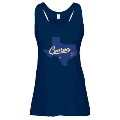 Conroe Texas TX Map Ladies Essential Flowy Tank