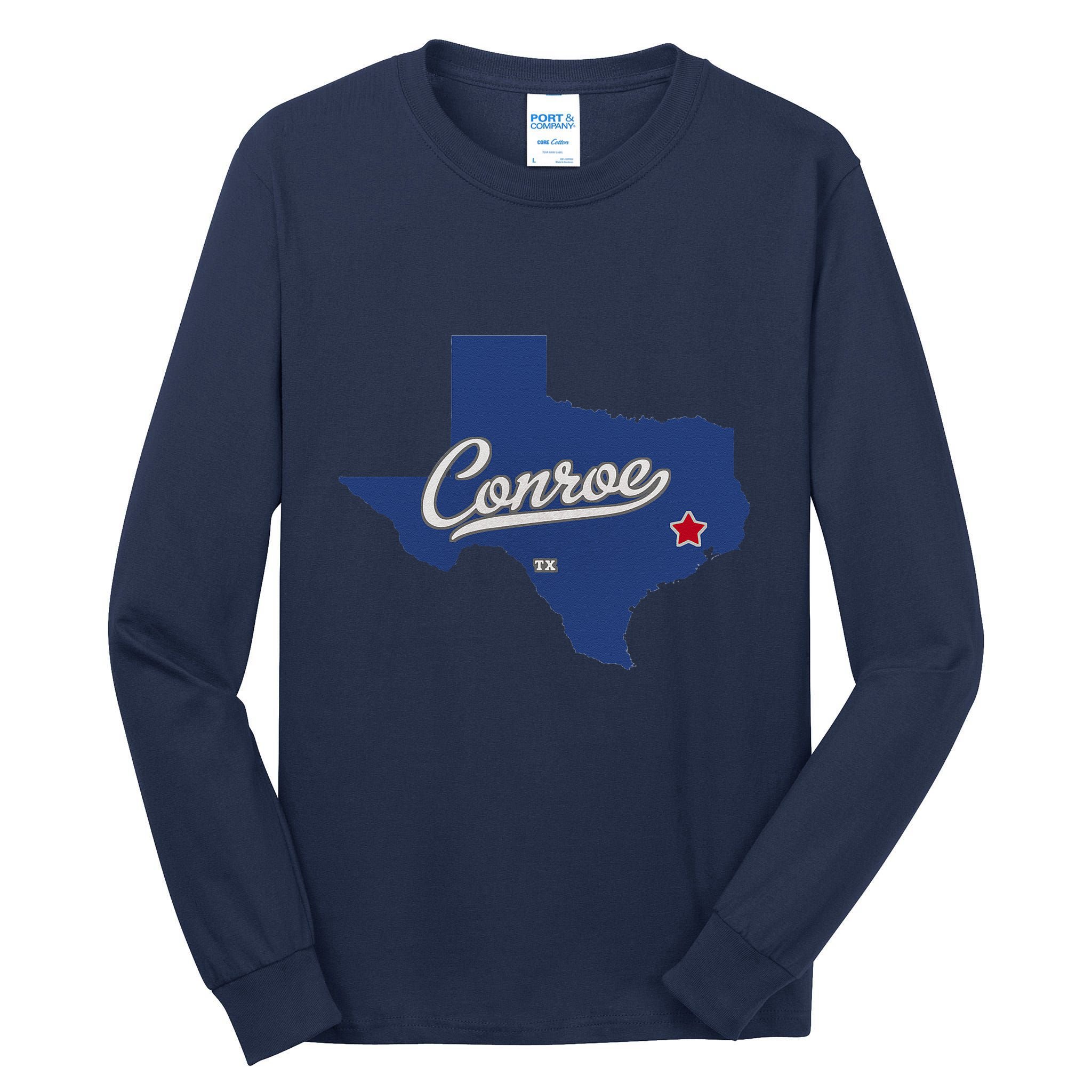 Conroe Texas TX Map Tall Long Sleeve T-Shirt