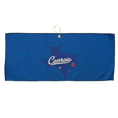 Conroe Texas TX Map Large Microfiber Waffle Golf Towel