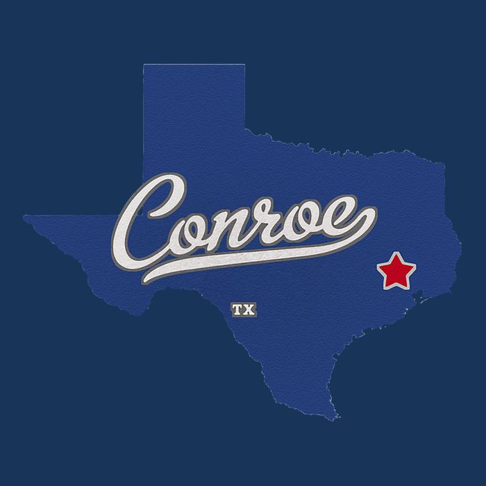 Conroe Texas TX Map Cooling Performance Long Sleeve Crew
