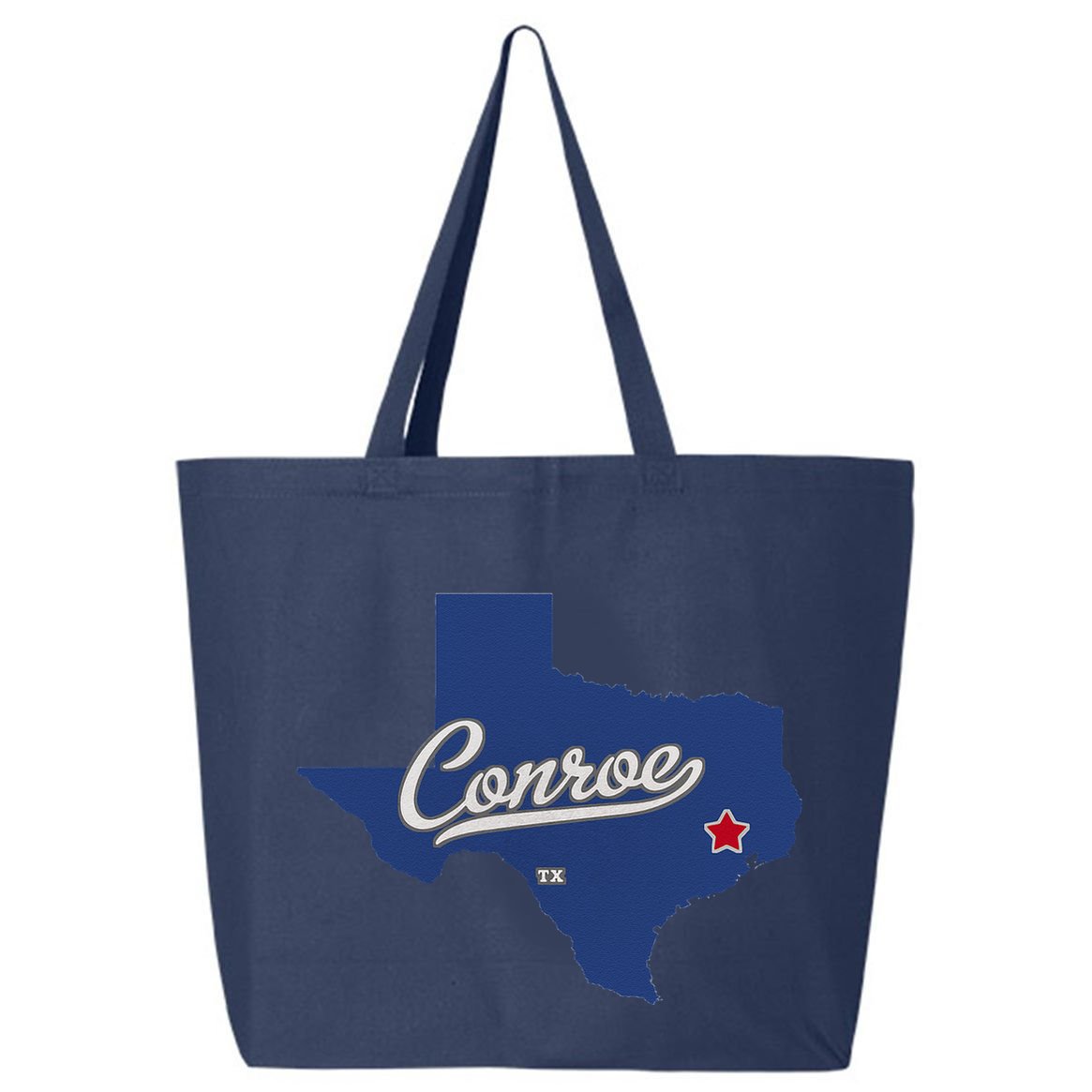 Conroe Texas TX Map 25L Jumbo Tote