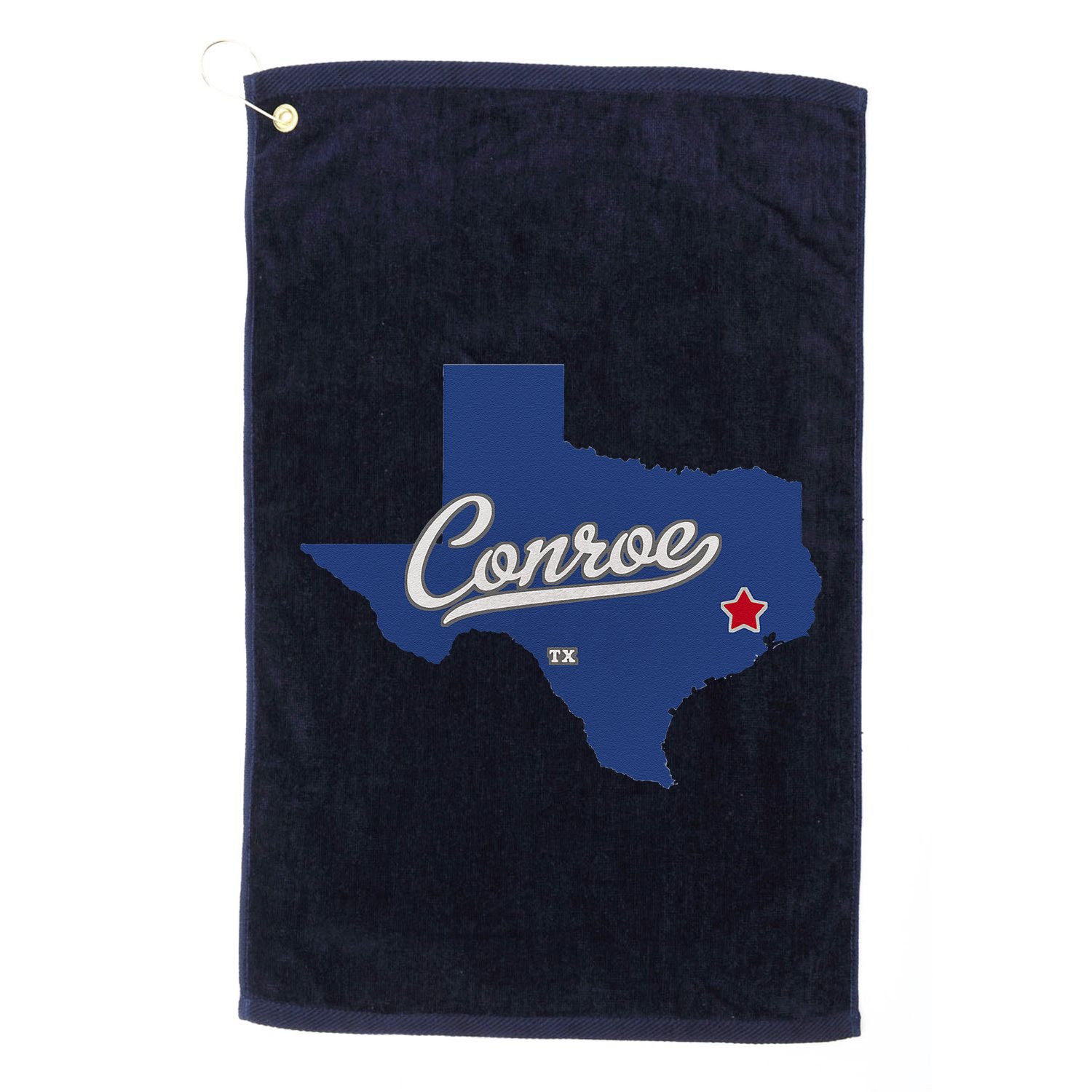 Conroe Texas TX Map Golf Towel