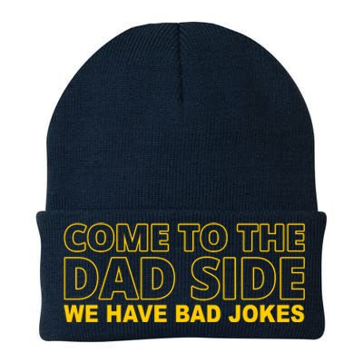 Come To The Dad Side We Have Bad Jokes Funny Father's Day Knit Cap Winter Beanie