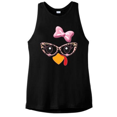 Cute Thanksgiving Turkey Girl Ladies PosiCharge Tri-Blend Wicking Tank