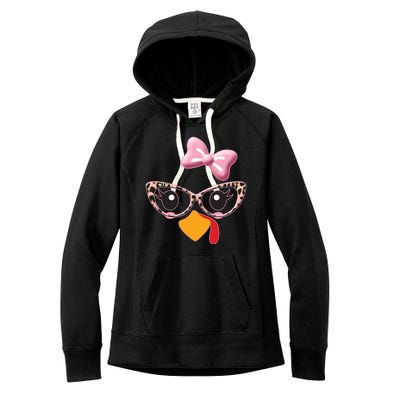 Cute Thanksgiving Turkey Girl Women's Fleece Hoodie