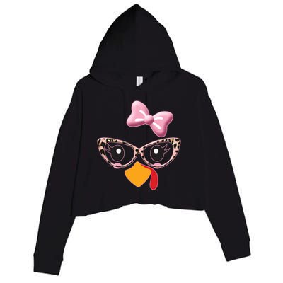 Cute Thanksgiving Turkey Girl Crop Fleece Hoodie