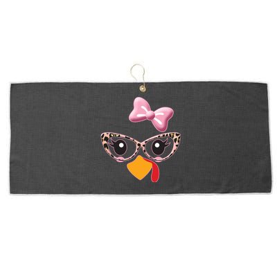 Cute Thanksgiving Turkey Girl Large Microfiber Waffle Golf Towel