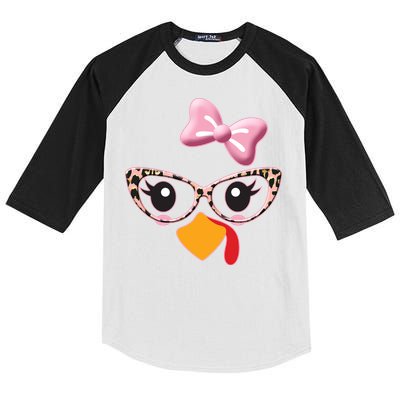 Cute Thanksgiving Turkey Girl Kids Colorblock Raglan Jersey