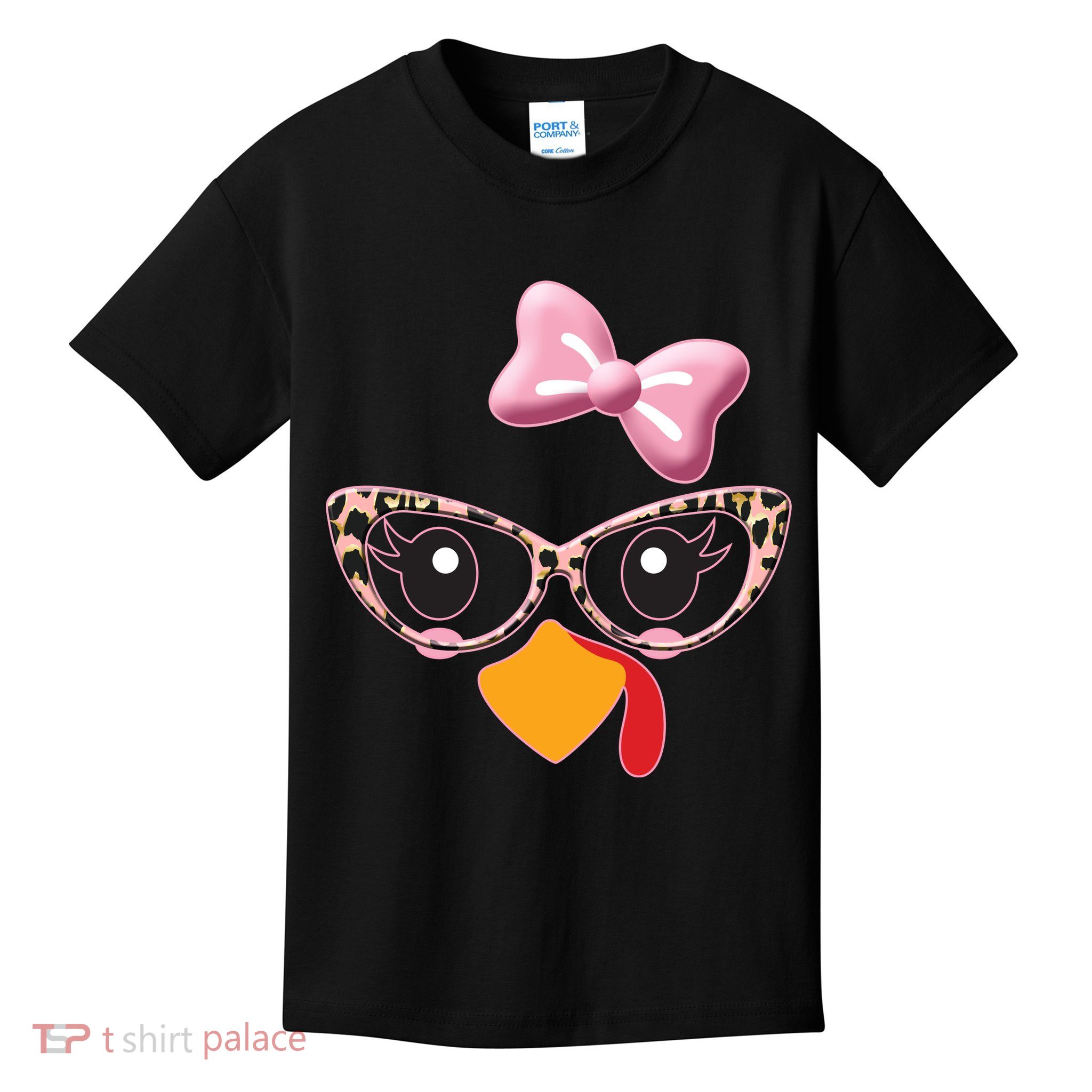 Cute Thanksgiving Turkey Girl Kids T-Shirt