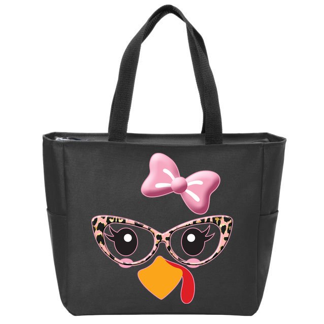Cute Thanksgiving Turkey Girl Zip Tote Bag