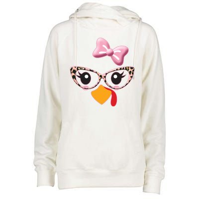 Cute Thanksgiving Turkey Girl Womens Funnel Neck Pullover Hood