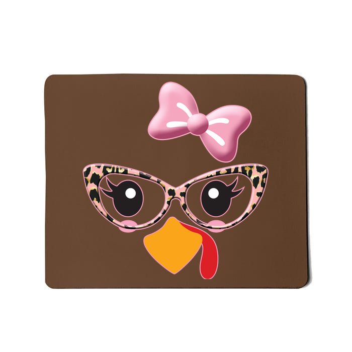 Cute Thanksgiving Turkey Girl Mousepad