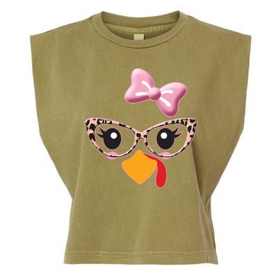 Cute Thanksgiving Turkey Girl Garment-Dyed Women's Muscle Tee