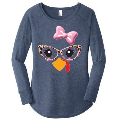 Cute Thanksgiving Turkey Girl Women's Perfect Tri Tunic Long Sleeve Shirt