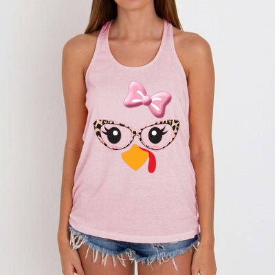 Cute Thanksgiving Turkey Girl Women's Knotted Racerback Tank