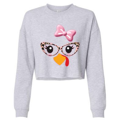 Cute Thanksgiving Turkey Girl Cropped Pullover Crew