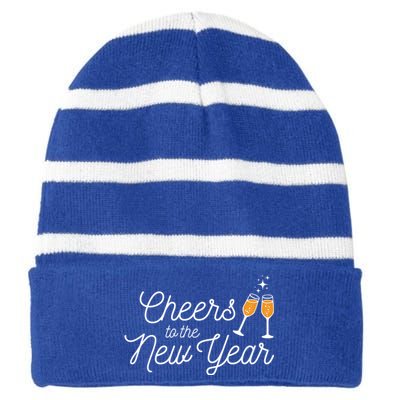 Cheers To The New Year New Years Gift Striped Beanie with Solid Band