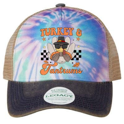 Cute Turkey & Tantrums Baby Boy Funny Thanksgiving Legacy Tie Dye Trucker Hat