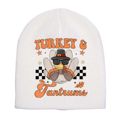 Cute Turkey & Tantrums Baby Boy Funny Thanksgiving Short Acrylic Beanie