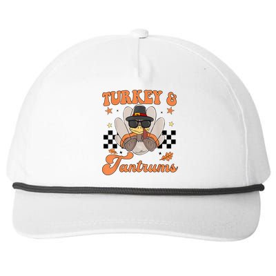 Cute Turkey & Tantrums Baby Boy Funny Thanksgiving Snapback Five-Panel Rope Hat