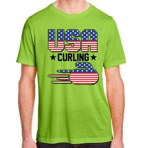 Cool Team USA Curling Flag Logo Sports Fan Adult ChromaSoft Performance T-Shirt