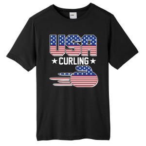 Cool Team USA Curling Flag Logo Sports Fan Tall Fusion ChromaSoft Performance T-Shirt