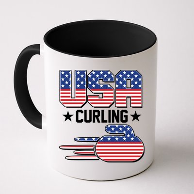 Cool Team USA Curling Flag Logo Sports Fan Mug