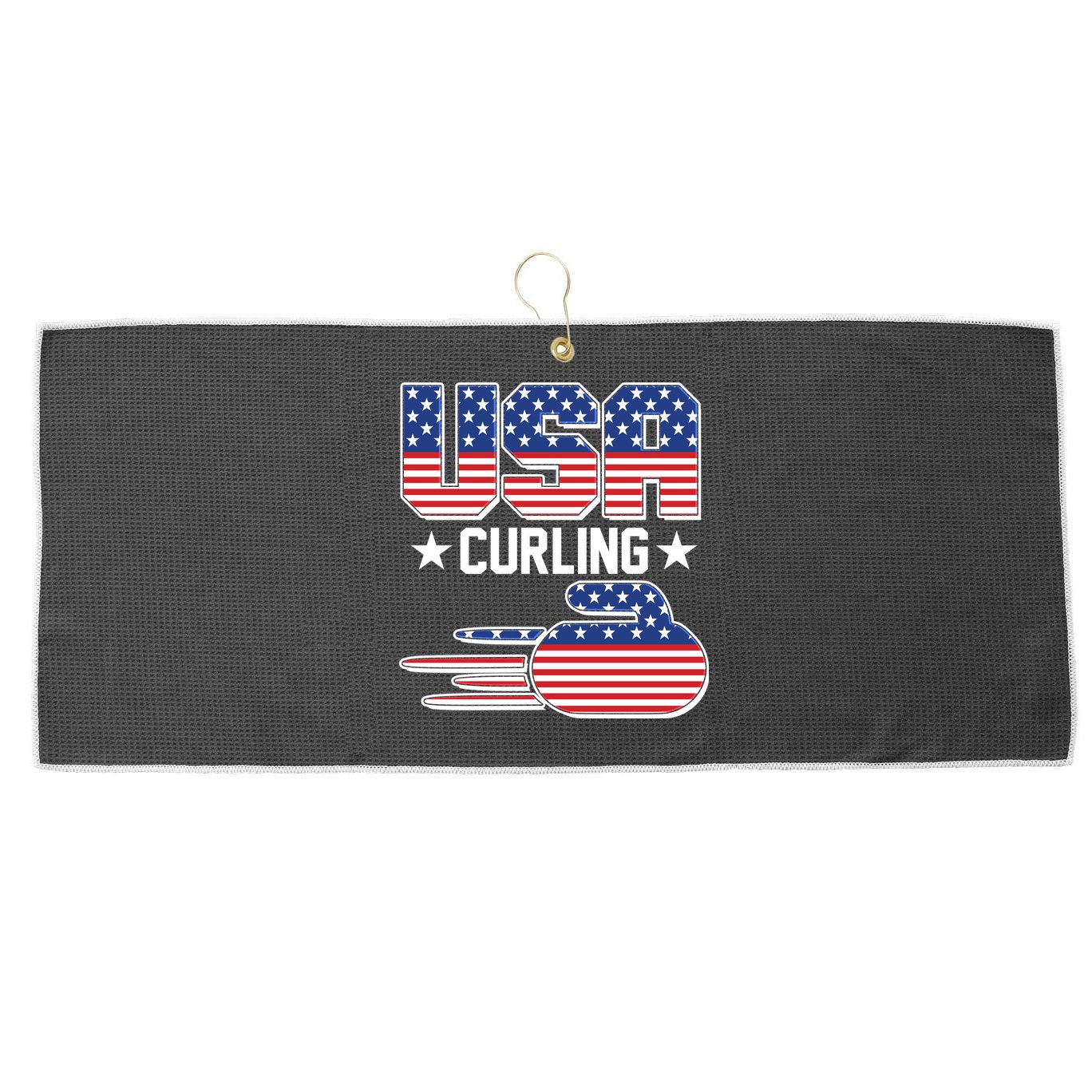 Cool Team USA Curling Flag Logo Sports Fan Large Microfiber Waffle Golf Towel