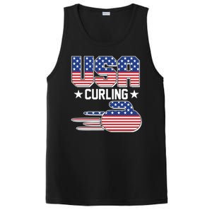 Cool Team USA Curling Flag Logo Sports Fan PosiCharge Competitor Tank