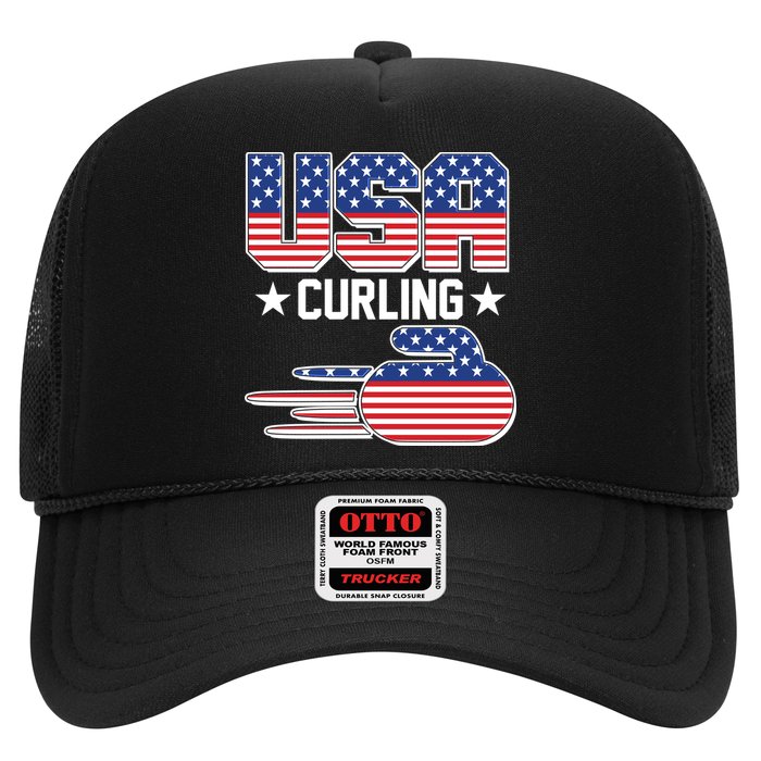 Cool Team USA Curling Flag Logo Sports Fan Trucker Hat