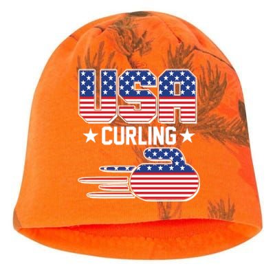 Cool Team USA Curling Flag Logo Sports Fan Kati - Camo Knit Beanie