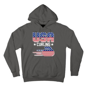 Cool Team USA Curling Flag Logo Sports Fan Hoodie