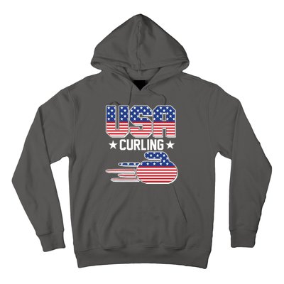 Cool Team USA Curling Flag Logo Sports Fan Hoodie