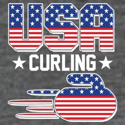 Cool Team USA Curling Flag Logo Sports Fan T-Shirt