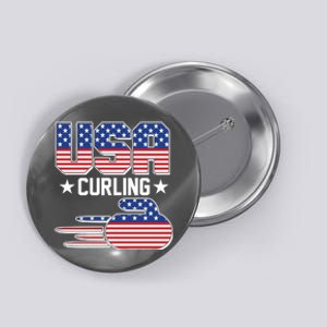 Cool Team USA Curling Flag Logo Sports Fan Button