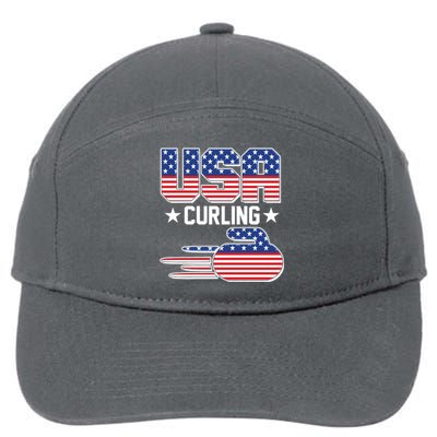 Cool Team USA Curling Flag Logo Sports Fan 7-Panel Snapback Hat