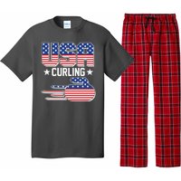 Cool Team USA Curling Flag Logo Sports Fan Pajama Set