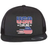 Cool Team USA Curling Flag Logo Sports Fan Flatbill Hat