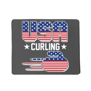 Cool Team USA Curling Flag Logo Sports Fan Mousepad