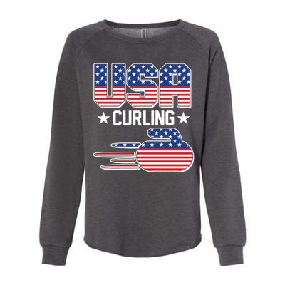 Cool Team USA Curling Flag Logo Sports Fan Womens California Wash Sweatshirt