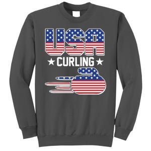 Cool Team USA Curling Flag Logo Sports Fan Tall Sweatshirt