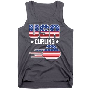 Cool Team USA Curling Flag Logo Sports Fan Tank Top