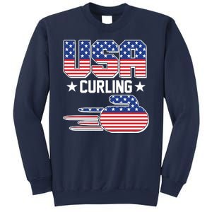 Cool Team USA Curling Flag Logo Sports Fan Sweatshirt