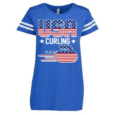 Cool Team USA Curling Flag Logo Sports Fan Enza Ladies Jersey Football T-Shirt