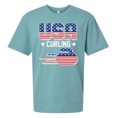 Cool Team USA Curling Flag Logo Sports Fan Sueded Cloud Jersey T-Shirt